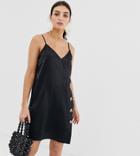 River Island Cami Dress With Buttons In Black - Black