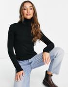 Vero Moda Knitted Roll Neck Top In Black