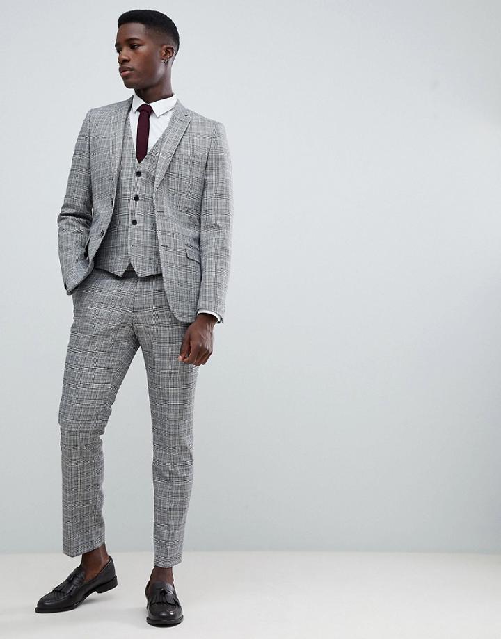 French Connection Heritage Prince Of Wales Check Slim Fit Suit Vest