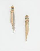 Asos Design Earrings Pastel Crystal Waterfall Earrings In Gold