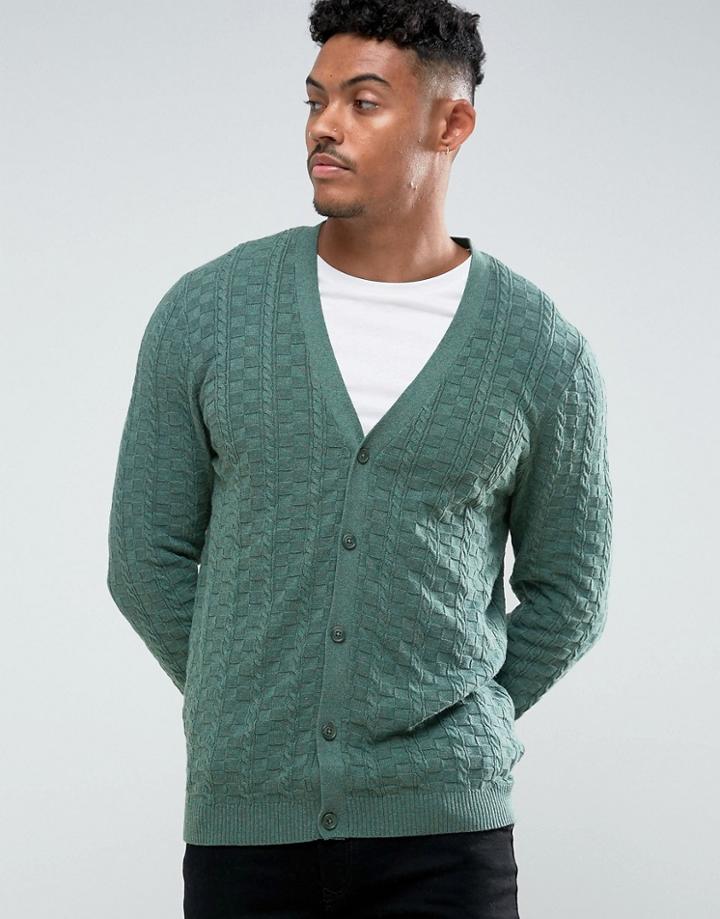 Asos Textured Cardigan In Teal - Blue