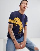 Wrangler Blue & Yellow Rugby T-shirt - Navy