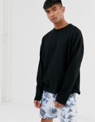 Asos Design Organic Oversized Long Sleeve Heavyweight T-shirt In Black
