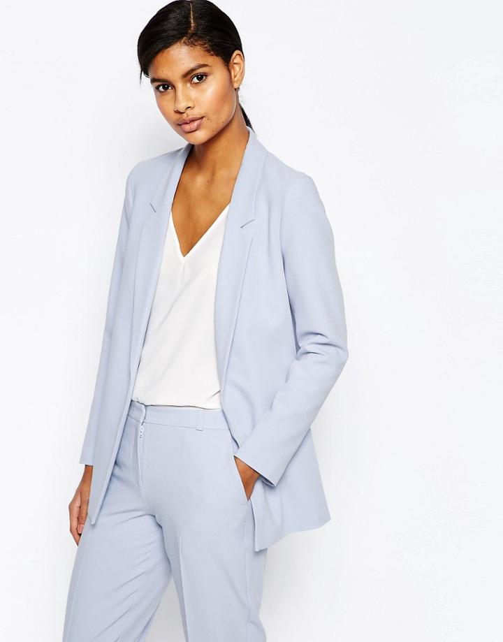 Asos Slim Tailored Jacket In Crepe - Cornflower Blue