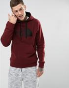 The North Face Drew Peak Hoodie Large Logo In Burgundy - Black