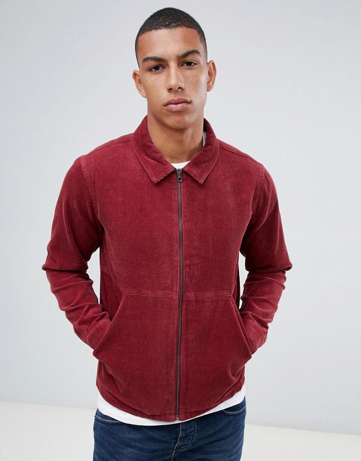 Another Influence Zip Through Cord Shacket - Red