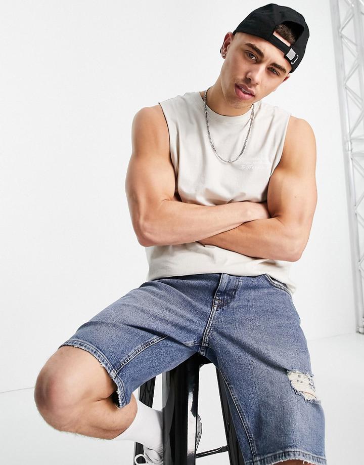 New Look Tank With Print In Stone-neutral