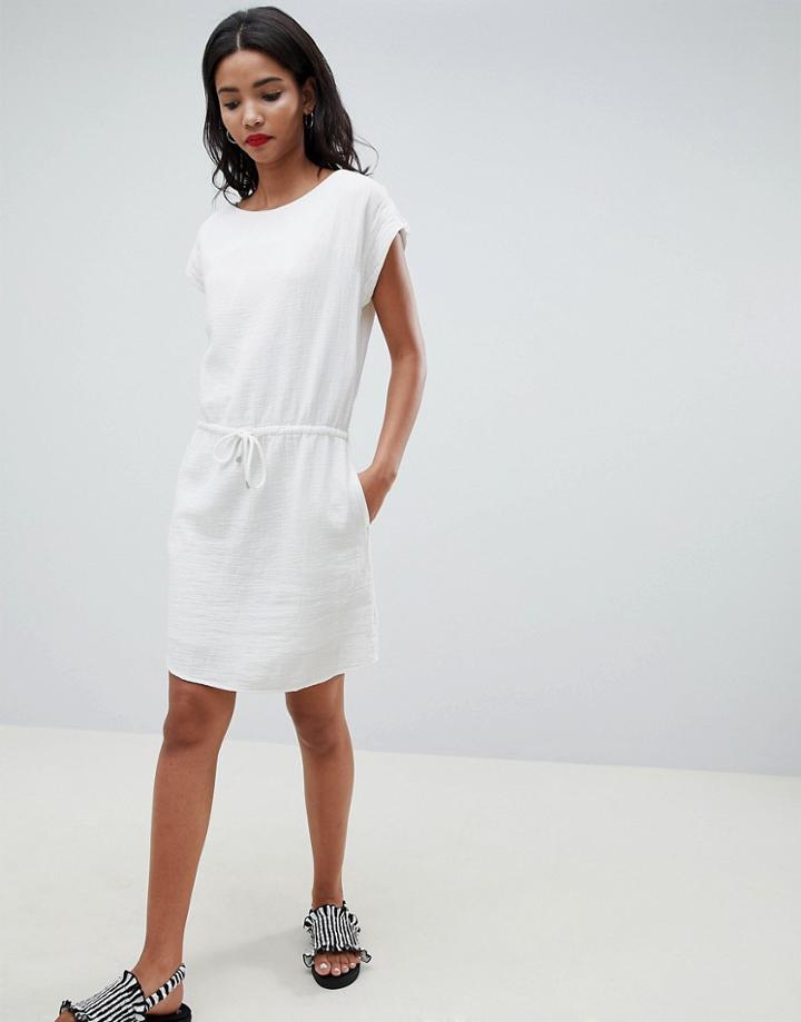 Esprit Drawstring Smock Dress - White