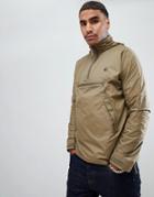 Fred Perry Half Zip Overhead Hodded Jacket In Camel - Tan