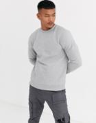 Asos Design Organic Sweatshirt In Gray Marl-grey