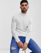 Asos Design Cotton Turtleneck Sweater In White