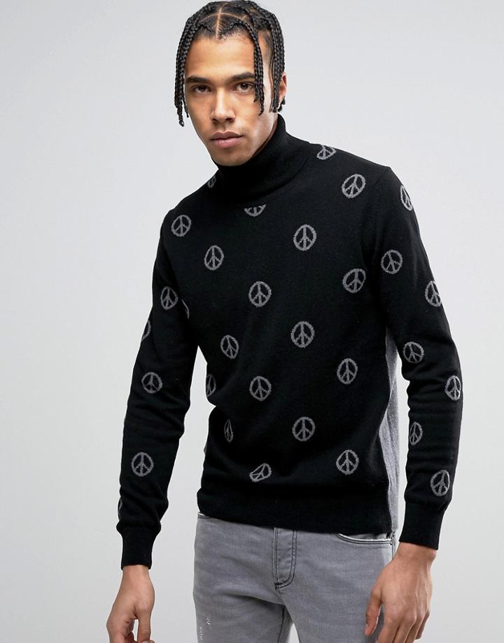 Love Moschino All Over Peace Print Sweater - Black