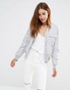 Missguided Utility Bomber Jacket - Light Gray