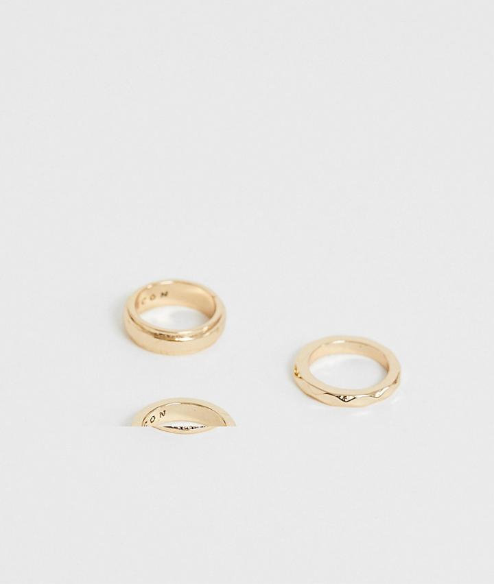 Icon Brand Gold Stacking Rings In 3 Pack - Gold