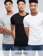 Asos Tall T-shirt With Crew Neck 3 Pack Save - Multi