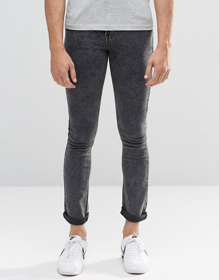 Another Influence Super Skinny Acid Wash Jeans - Black