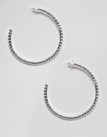 Krystal London Swarovski Crystal Hoop Earrings - Silver