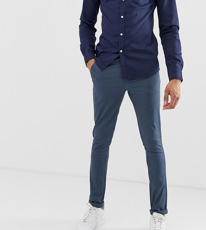 Asos Design Tall Super Skinny Chinos In Dark Blue - Blue