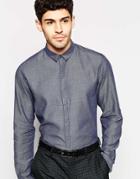 Selected Homme Textured Formal Shirt In Slim Fit - Navy