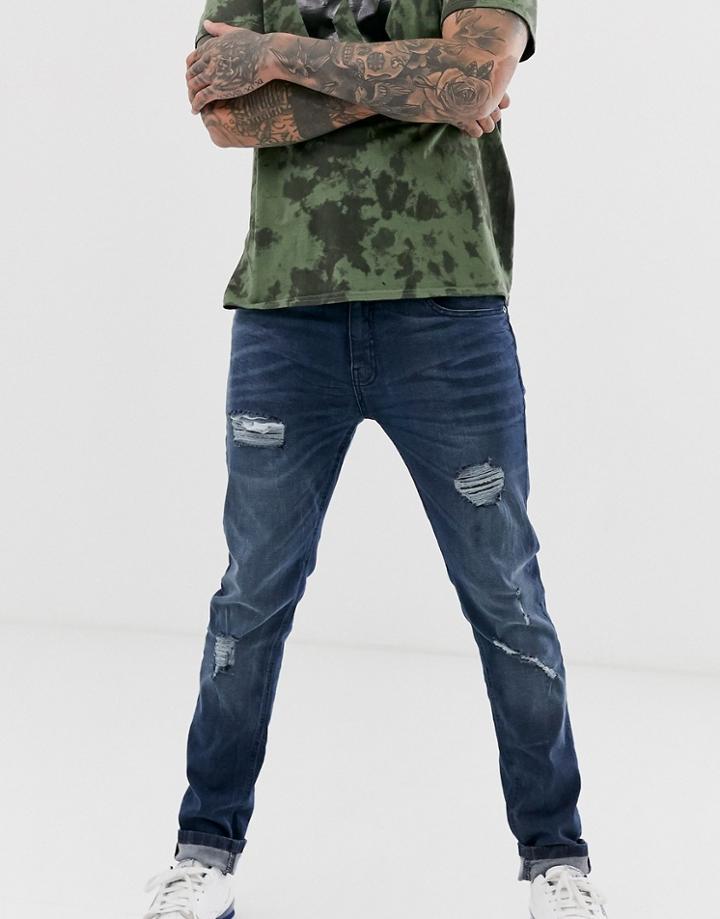 Ringspun Super Skinny Fit Distressed Jeans - Gray