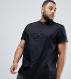 Asos Design Plus Regular Fit Shirt In Black With Grandad Collar