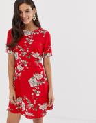 Y.a.s Angelia Floral Print Dress-red