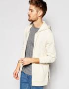 Asos Longline Zip Up Hoodie With Side Zips In Beige - Whitecap Gray