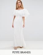 Jarlo Petite Maxi Dress With Ruffle Organza Detail - White