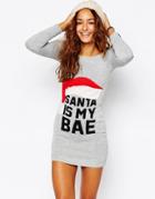 Missguided Santa Is My Bae Holidays Sweater - Gray