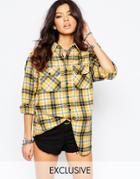 Reclaimed Vintage Oversized Checked Shirt - Yellow