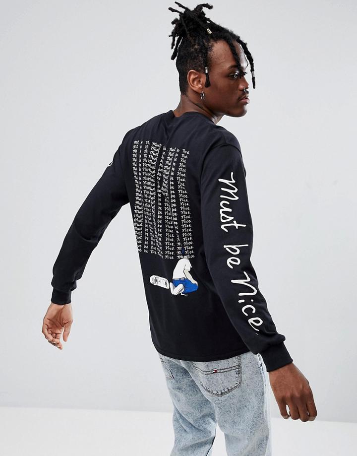 Rip'n'dip Standards Long Sleeve T-shirt With Back Print - Black