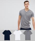 Hollister 3pack T-shirts With V-neck In White/gray/navy - Multi