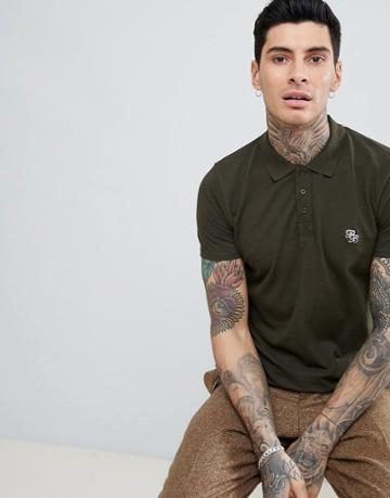 Process Black Logo Pique Polo - Green