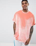 Asos Extreme Oversized T-shirt In Pink Velour - Pink