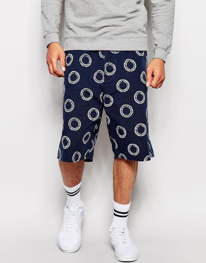 Asos Oversized Chino Shorts With Indigo Pattern - Indigo