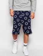 Asos Oversized Chino Shorts With Indigo Pattern - Indigo