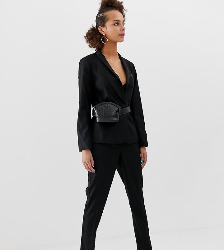 New Look Satin Tux Pants In Black