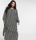 Glamorous Curve Smock Shirt Dress In Spot Print-black