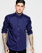 Lindbergh Shirt In Stretch Poplin Slim Fit - Navy