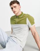 Asos Design Short Sleeve Polo Shirt In Color Block-multi