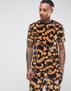 Asos Loungewear Baroque Print Velour T-shirt - Black