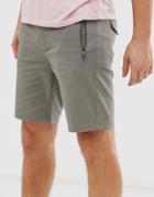 Solid Slim Fit Short Zip Detail In Stone - Beige