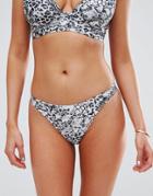 Asos Fuller Bust Exclusive Mono Animal Print High Leg Bikini Bottom - Multi