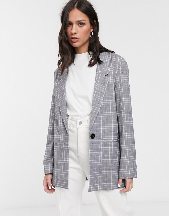 Asos Design All Rounder Blazer In Gray Check-multi