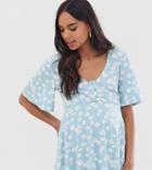 Asos Design Maternity Nursing V Neck Button Front In Daisy Floral Print - Multi