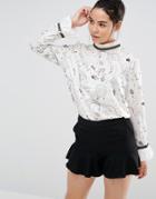Sister Jane Rainbow Doodle Print Blouse - White