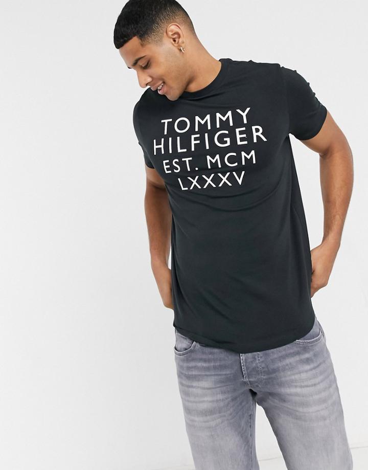 Tommy Hilfiger Sebastian Chest Print T-shirt In Black