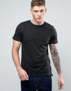 Jack & Jones Longline Core Crew Neck T-shirt With Curved Hem - Black