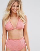 Asos Fuller Bust Mix And Match Crochet Soft Triangle Bikini Top Dd-f - Pink