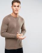 Selected Cable Knitted Sweater - Brown